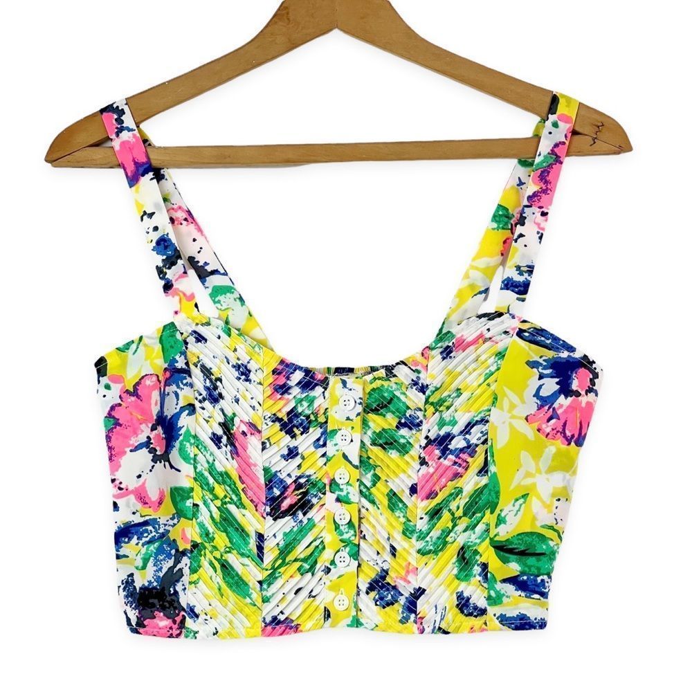 Paper Crane Neon Pin Up Style Flirty Crop Top